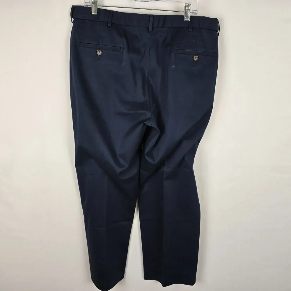 Haggar Kahki Pants Men's 38 x 29 Dark Blue Classic Fit Premium No Iron